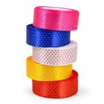 1" Inch Dotted Multicolor Satin Ribbon