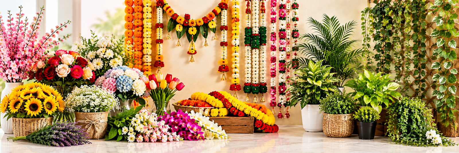 Lush Floral Garland Display